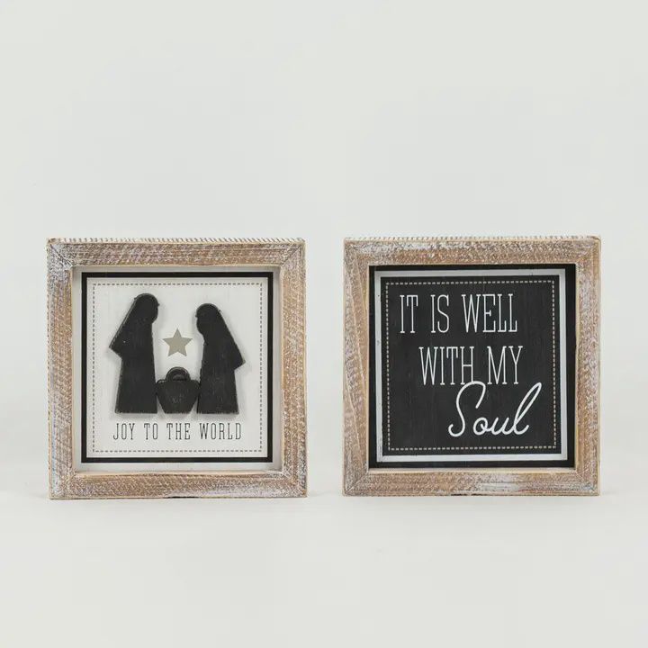Joy to the World Reversible Wooden Sign