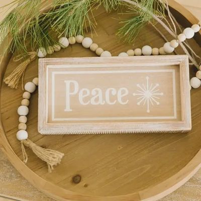 Love &amp; Peace Reversible Wooden Sign