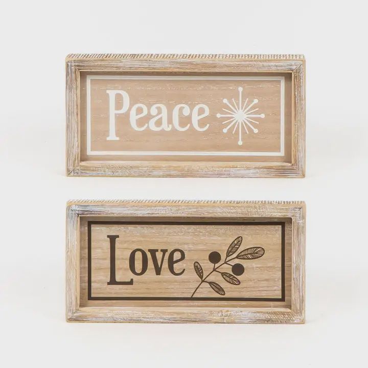 Love &amp; Peace Reversible Wooden Sign