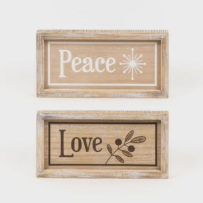 Love &amp; Peace Reversible Wooden Sign