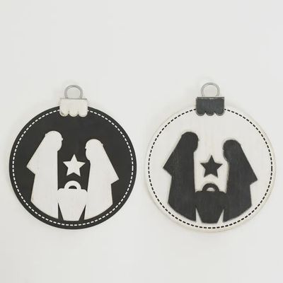 Reversible Wooden Hanging Nativity Ornament