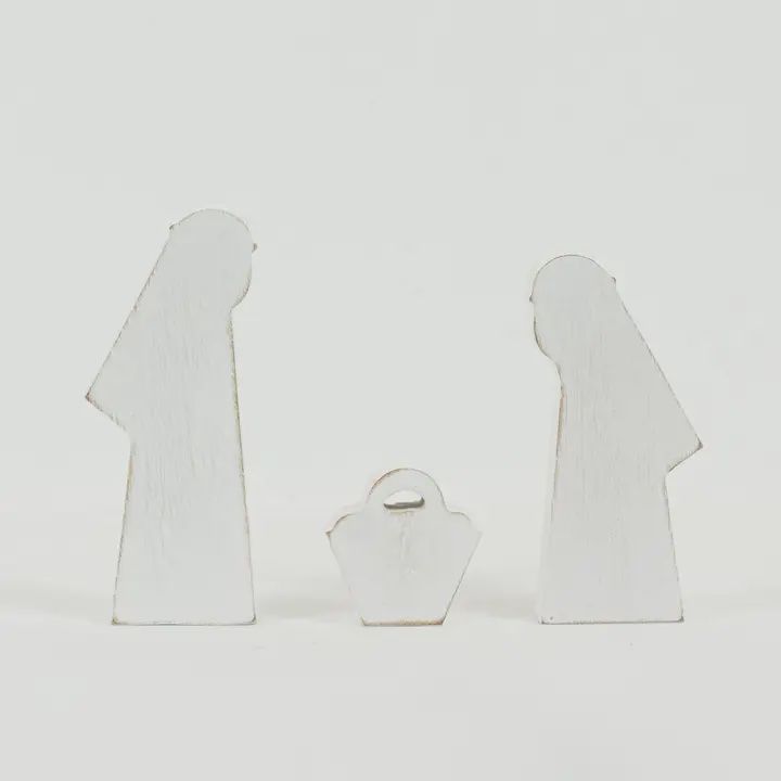 3 Piece White Wooden Nativity