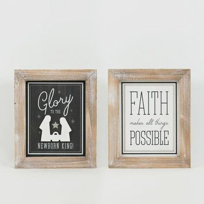 Faith Makes All Things Possible Reversible Wooden Sign