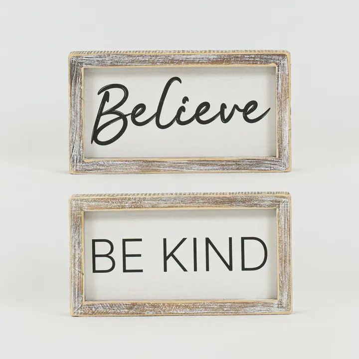 Believe/Be Kind Reversible Wooden Sign