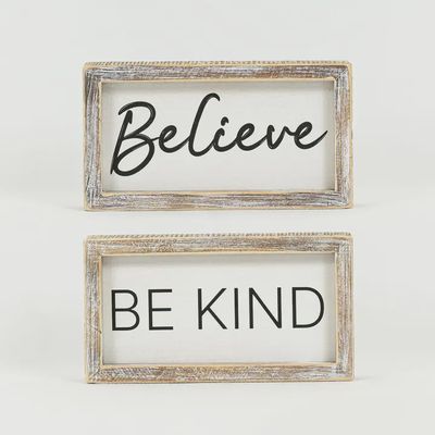 Believe/Be Kind Reversible Wooden Sign