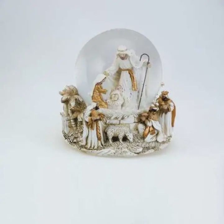 Glitter Globe White Nativity 120mm