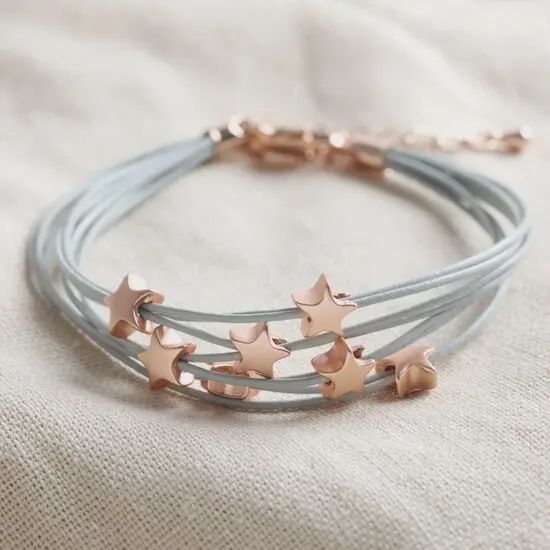 Multi-Strand Star Bracelet in Grey and Rose Gold