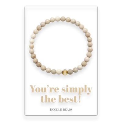 Natural Fossil Riverstone Beaded Stretch Bracelet