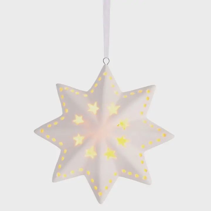 Ornament Led Porcelain Star, Size: 4&quot;H