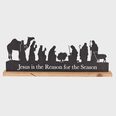 Nativity Holy Family Silhouette Woodbase
