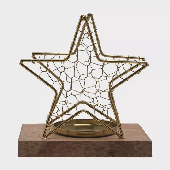 Celestial Gold Star Wire Candle Holder Medium