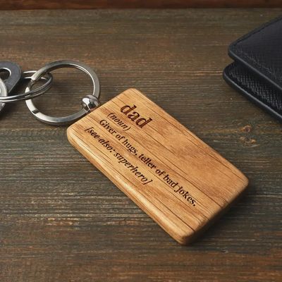 Loft &#39;dad&#39; Oak Rectangular Keyring