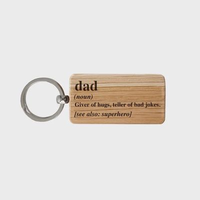 Loft 'dad' Oak Rectangular Keyring