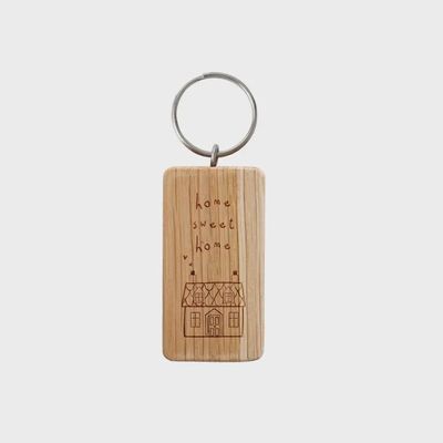 Send with Love 'home Sweet Home' Oak Keyring
