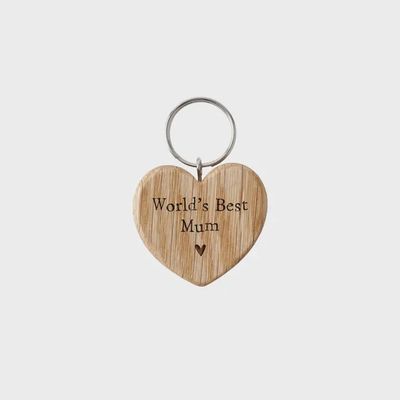 Send with Love 'world's Best Mum' Oak Heart Keyring
