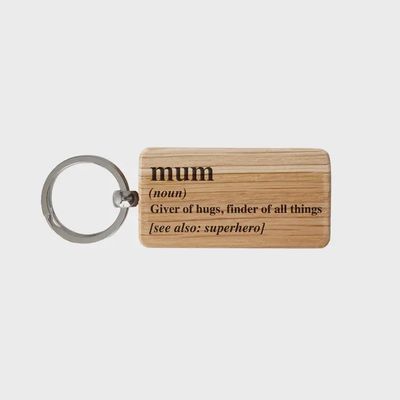 Loft 'mum' Oak Rectangular Keyring