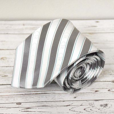 Youth CTR Silver and White Stripe Microfiber Necktie