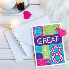 It&#39;s Great to be 8 Baptism greetings card