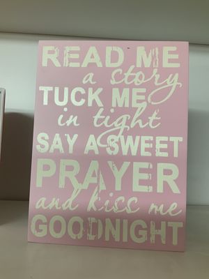 Read me a story pink. Wooden sign