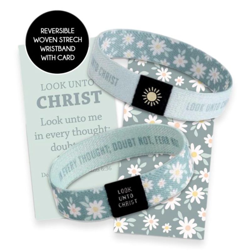 Look Unto Christ Woven Wristband Mint Daisy