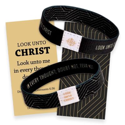 Look Unto Christ Woven Wristband Black