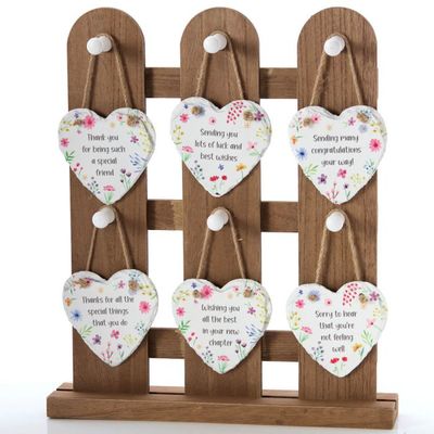 Pretty Floral Slate Hanging Hearts