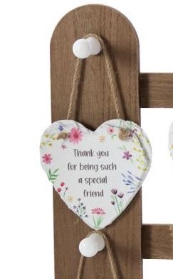 Pretty Floral Slate Hanging Hearts, Design: 1