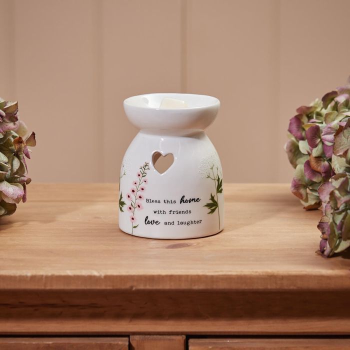 Floral Bless This Home Wax Burner
