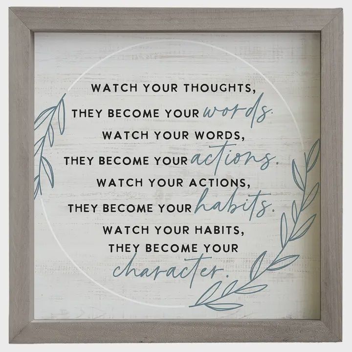 Watch your Thoughts - Wall Sign 10&quot;x 10&quot;
