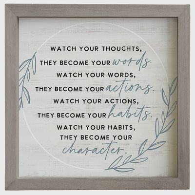 Watch your Thoughts - Wall Sign 10&quot;x 10&quot;