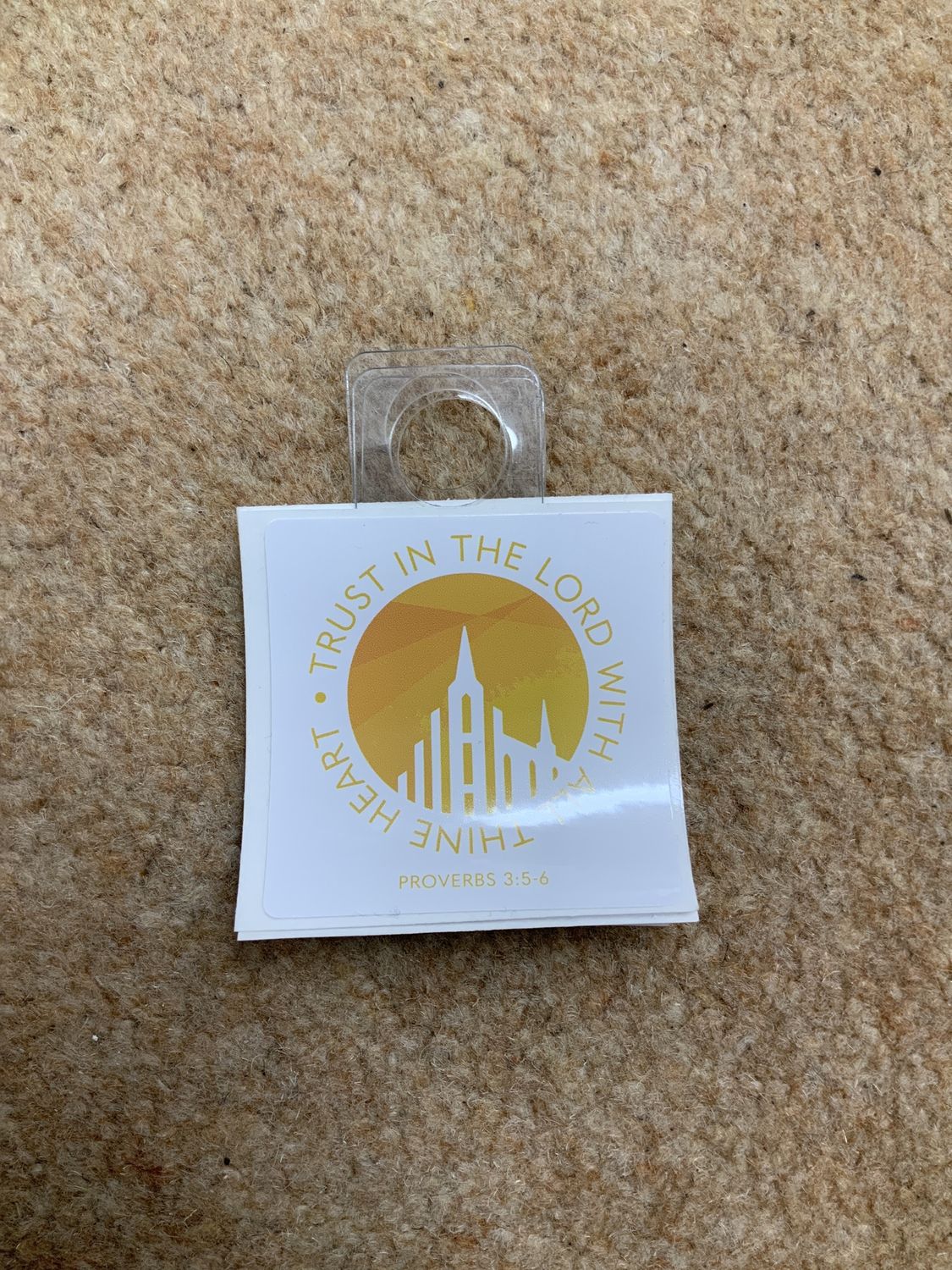 Trust in the lord yellow &amp; white sticker