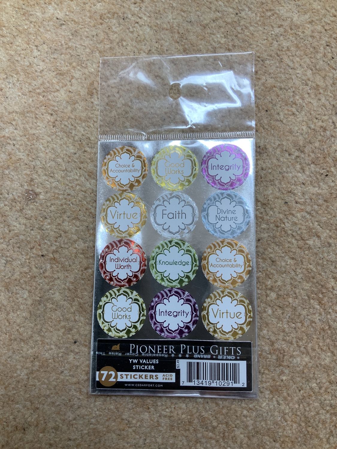 Young women values stickers
