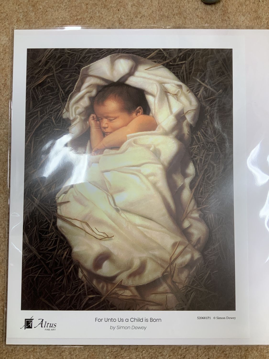FOR UNTO US A CHILD IS BORN BY SIMON DEWEY - 8X10 - PRINT - LOOSE PRINT BY SIMON DEWEY