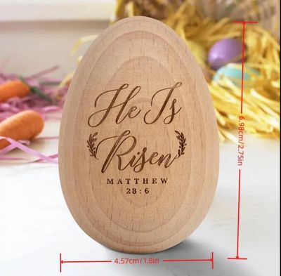 Wooden He Is Risen Egg