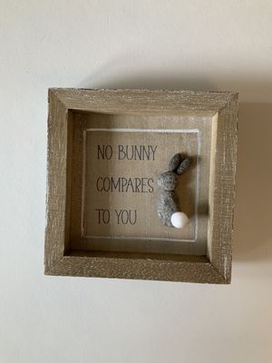 Wooden Sign with Pebble Bunny