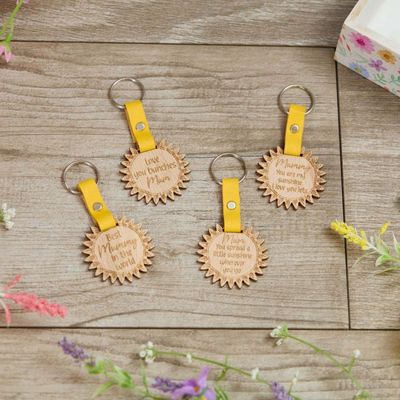 Wooden Flower Keyring