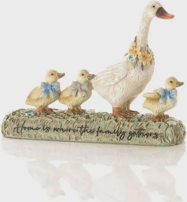 Resin Goose with Ducklings Home Ornament