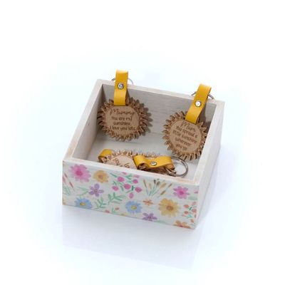 Wooden Flower Keyring