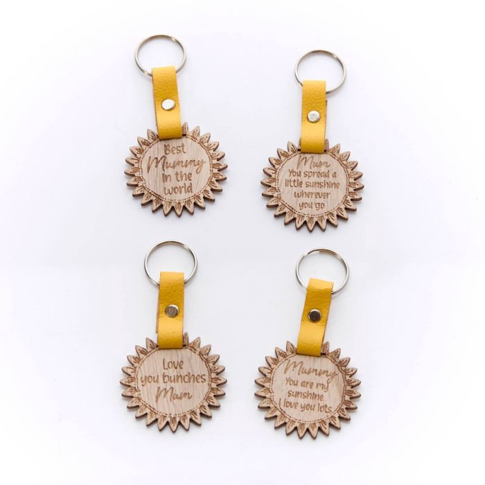 Wooden Flower Keyring, Design: 1