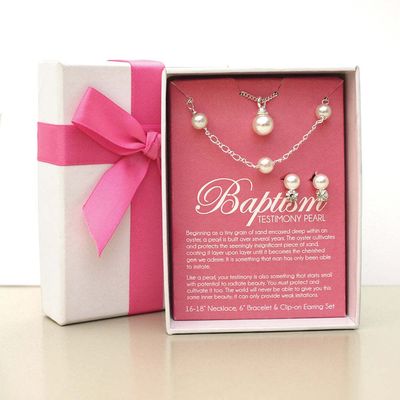 Baptism Testimony Pearl Clip-Set