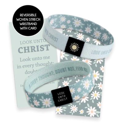 Look Unto Christ Woven Wristband Mint Daisy