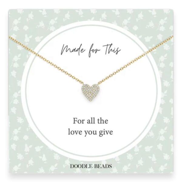 Dainty Pave Heart Necklace, Colour: Gold