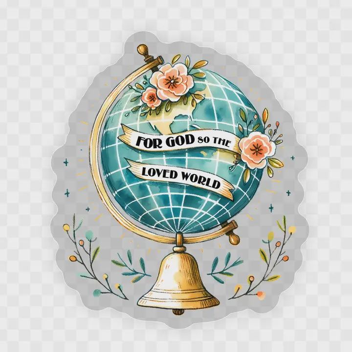 For God So Loved the World Clear Vinyl, Sticker, 3x3 in.