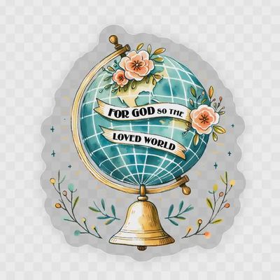 For God So Loved the World Clear Vinyl, Sticker, 3x3 in.