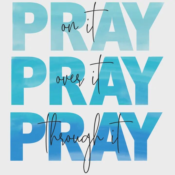 Pray On It, Over It, Through It Blue, Vinyl Sticker 3x3 in.