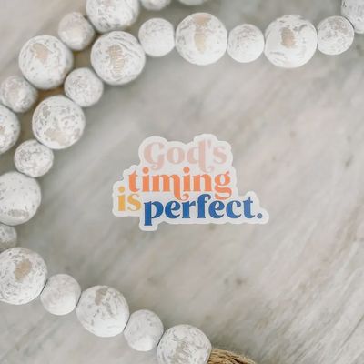 God&#39;s Timing Clear Vinyl, Sticker, 3x3 in.