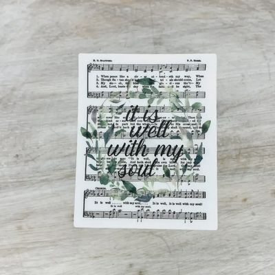 It Is Well with My Soul Hymn, Clear Vinyl, Sticker, 3x3 in