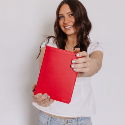 Hand-Bound Simulated Leather Quad - Patriot Red