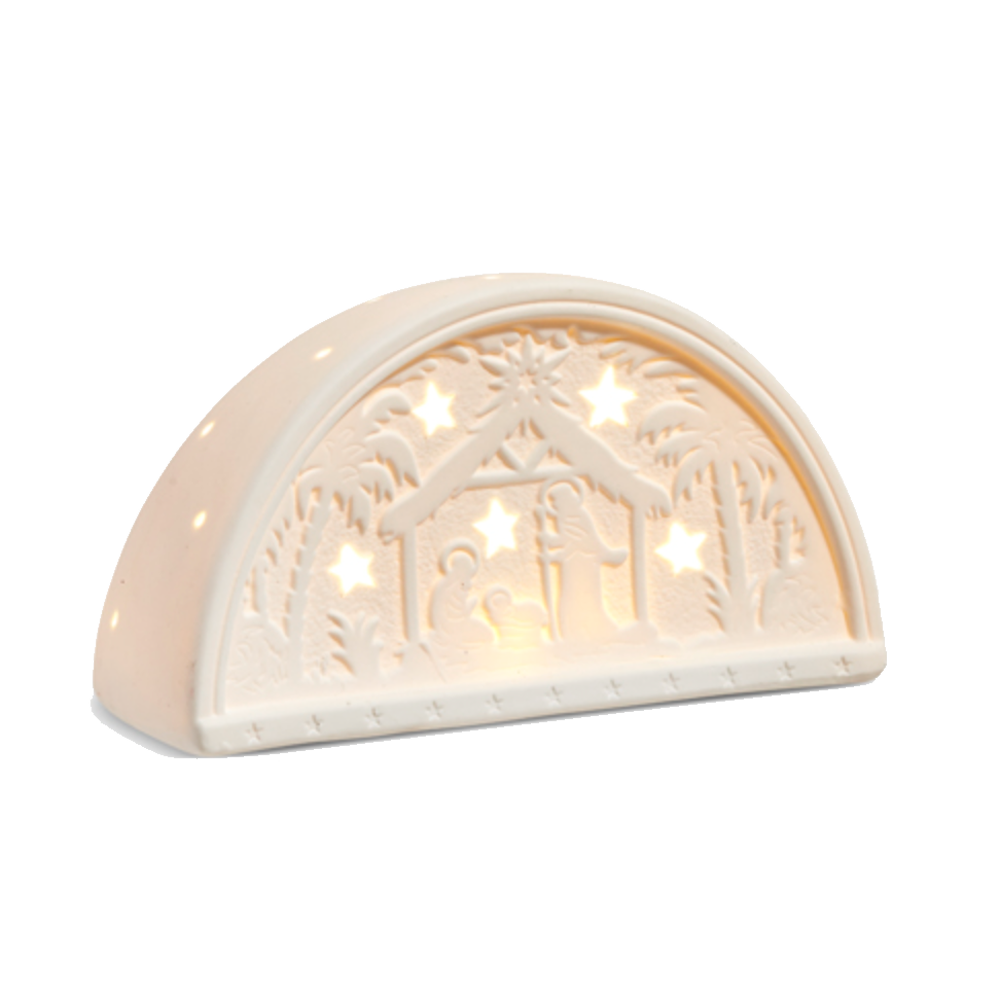 Light-up Porcelain Nativity 4&quot; tall