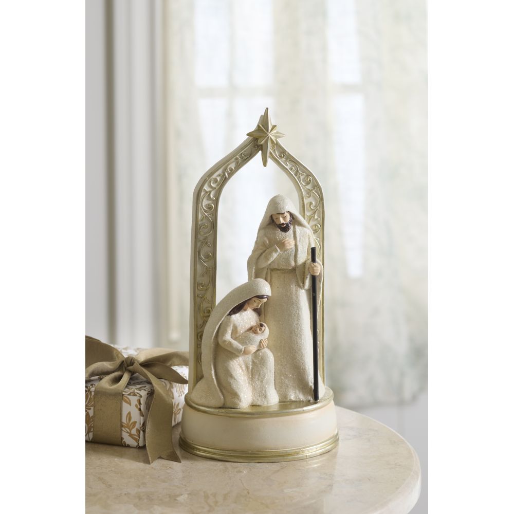 Holy Family Noel Sparkle Musical Nativity 9&quot; tall